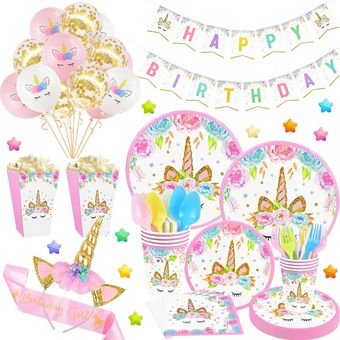 Arco Iris unicornio decoración de fiesta de cumpleaños de vajilla de 
