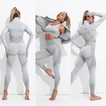 Conjunto de yoga sin costuras para mujer ropa deportiva para entrenamiento 