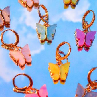 Nuevos Pendientes De Mariposas Coreanas Dulces Y Coloridos 