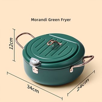 2024 cm Deep Frying Pot with Thermometer and a Lid 304 Stainless Steel Kitchen Tempura French Fries Fryer Pan Cookware #1.7L 
