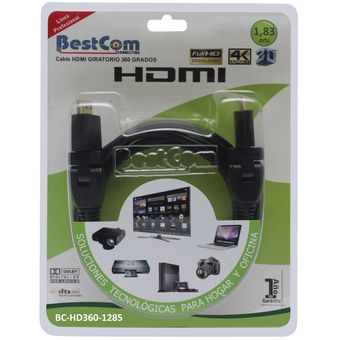 Cable Hdmi 2 Metros Full Hd 1080p Giratorio 90 Grados