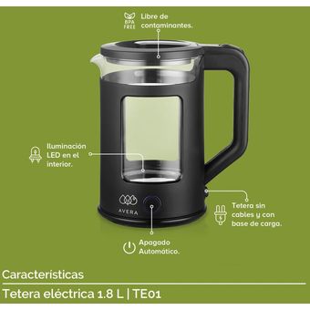 Tetera Eléctrica de Vidrio con Luz LED 2L apagado automático