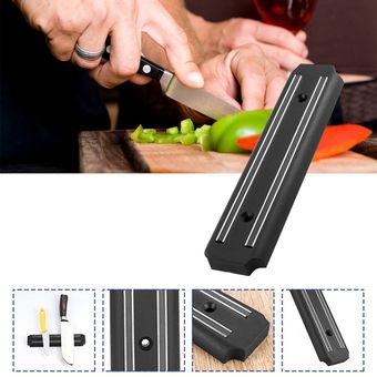 Montaje en pared cuchillo magnético tijera tira de soporte de almacenamiento multimedia Herramientas de Cocina-negro 