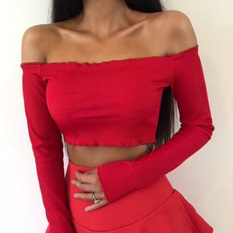 top rojo sin tirantes