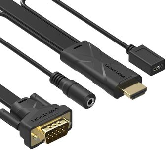 Vention HDMI-Compatible con el cable convertidor VGA con adaptadores de audio VGA de 3.5 mm 