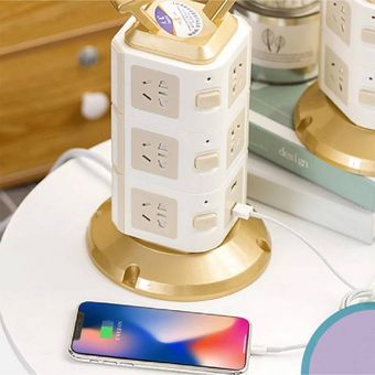 Zapatilla Torre Vertical 8 Enchufes Y 4 Usb Samsung iPhone