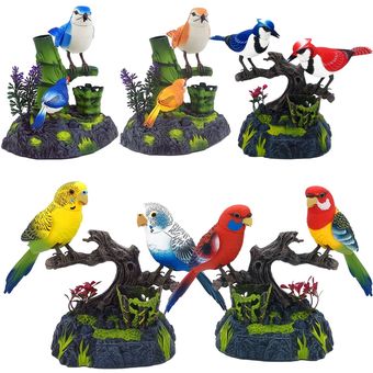modelo de decoración para niños juguete para regalo Urraca pájaro que se mueve Simulación de pájaro eléctrico activada por voz para pareja loro y ave mascota 