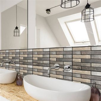 1 PC 4 Tipo de pared 3D Pegatina de azulejos de ladrillo autoadhesivo resistente al agua de baño Cocina Decoración DIY extraíble-503 