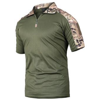 de verano de camuflaje táctico Camisetas de secado rápido para hombre camisa militar de manga corta de tela ancha con cremallera de verano de camuflaje táctico Camisetas de secado rápido para hombre camisa militar de manga corta de tela ancha con cremallera