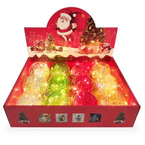 12 Esferas de Plástico Luminosa con Escarcha, 8 cm, Colores Surtidos, Decoración Navidad