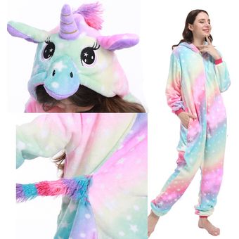 ropa de dormir de unicornio para el hogar de invierno,-LA20 Pijamas de franela a juego para y adultos 