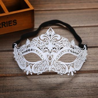 Macka con diamantes de imitación #Black máscara de ojo de fiesta Máscara veneciana metálica de 2 colores bonita máscara de lujo de la mascarada 