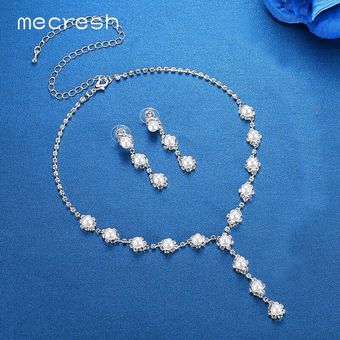 Set Mecresh Elegante Simulación Pearl Bride Jewelry Suite 