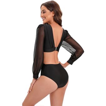 2022 nuevo Vestidos de baño de mujer sin espalda de manga larga protector solar traje de baño de una pieza negro Linio Colombia - GE063FA0C2MXJLCO