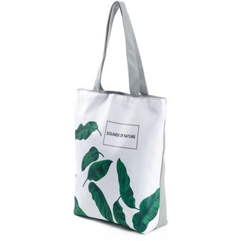 Miyahouse-Bolso de mano con estampado de hojas verdes para mujer bo 