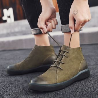 Tamaño grande 38-47 Hombres Botas de cuero de alta calidad Botines Chelsea Botas de motocicleta Caqui 