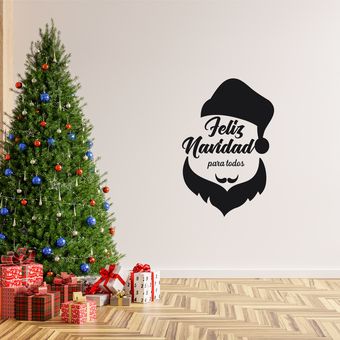 Vinilo decorativo para pared, diseño de Papá Noel con cita de Navidad,  decoración de pared, color negro