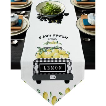 mesa de boda Camino de mesa con garabatos y textura de limón decor 