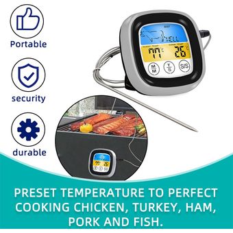Ballylelly Comida que cocina el termómetro de la barbacoa con la herramienta de la cocina de la pantalla LED táctil para el termómetro de la carne del horno 
