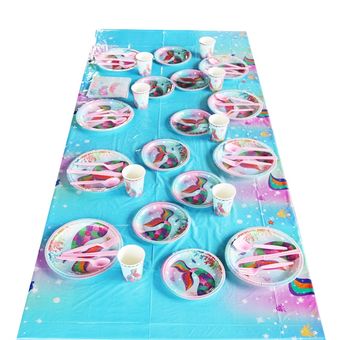 Kit de fiesta con cola de sirena, decoración para fiestas de primera cumpleaños,（#1set paper banner 