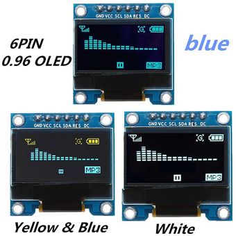 6 pines 0,96 pulgadas LCD de pantalla OLED 128X64 módulo SPI del módulo de interfaz brillante 