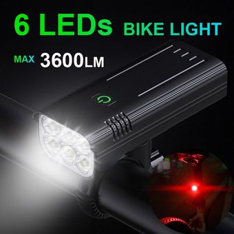 Bike Light 3600 Lumens USB Chargeable Aluminum Bicycle Light Set 5200mAh With Power Bank Headlight 