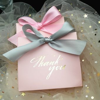 Bolsa rosa con estampado de agradecimiento decoración de r 25 uds. 