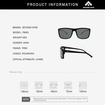 Beyondstar Square Polarized Sunglasses Men Designer Tr-90 