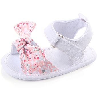 Sandalias con lazo para niñas pequeñas zapatos planos con suela de goma antideslizante suaves para caminar para verano 