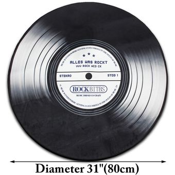 80CM 80cm Disco de vinilo Reproductor de música Imprimir Alfombra de piso redonda Alfombra Área de la habitación Alfombra Decoración del hogar 