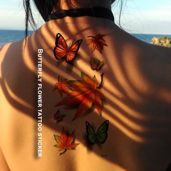 Mariposa flor impermeable adulto belleza calcomanía temporal tatuaje pegatina belleza 