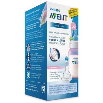 Set Biberones Philips AVENT 4 y 9 onzas anti cólico rosado