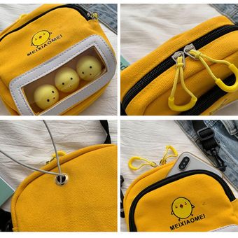 bolsa de mensajero de Color sólido Simple bandolera cruzada Mini bolso de hombro de lona para mujer #Yellow 
