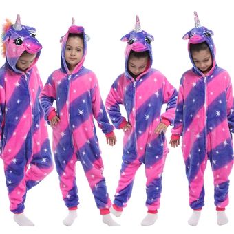 Pijama de cebra para niños disfraz de franela para niños pijama de Anime Unicorn-LA63 Conjunto de pijama para y niñas Pelele con capucha 