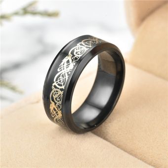 Anillo De Bodas De Acero Inoxidable Black Blue Dragon Joyas 