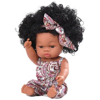 Black Baby Dolls Pop African Reborn Full Body Silicone Vinyl Toys 35CM Newborn Baby Toy Bebe Reborn 
