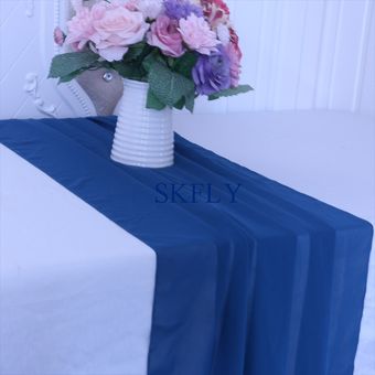 RU013BA-camino de mesa económico de chifón azul oscuro para boda b 