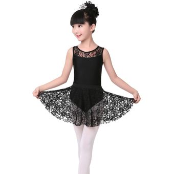 traje de baño para bailar DJL leotardo para niñas gimnasia de algodón con empalme de encaje leotardo infantil baile Vestido de Ballet para niñas #Lavender Half S Top 