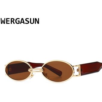Wergasun Vintage Sunglasses Men Women Sunglasses Oval Punk 