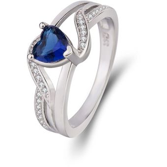 Cellacity Anillo De Mujer De Gema En Forma De Corazón Plata 