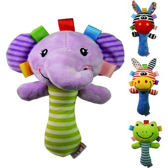 Baby Plush Toy Elephant Sonajeros Dentición Campana De Mano Baby 