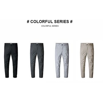 pantalones casuales de algodón spandex para hombre Pantalones recto 