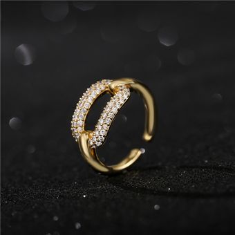 Newbuy Color Cz Eternal Ring Geometry Design Open Compromise 