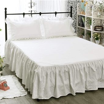 Falda de algodón de la cama colcha antigua estilo antideslizante antideslizante a prueba de polvo falda lavada 