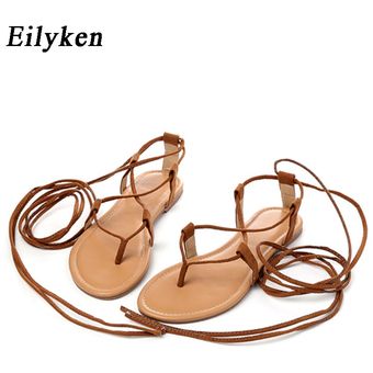 Eilyken cruza las correas y las sandalias romanas sandalias La Sra 