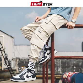 para hombre Pantalones Streetwear Joggers para hombre Hip Hop Negro Pantalones deportivos masculinos Fashions coreanas Harajuku Pockets pantalón 5XL #Sky Blue 