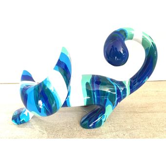 Deko Escultura figura decorativa pareja de Gatos multicolor Blue Almalu 
