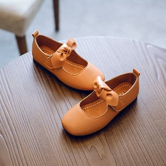 Zapatos de cuero de la PU de los niños de color sólido con la decoración de Bowknot extraíble para las niñas Zapatos de cuero de la PU de los niños de color sólido con la decoración de Bowknot extraíble para las niñas