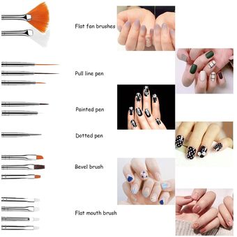 Pinceles de esmalte de uñas 3D, pinceles finos para detalles de uñas, juego  de 5 pinceles de doble cabeza para esmalte de uñas de gel, cepillo de