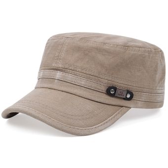 #khaki Sombrero de estilo militar para hombre,gorra plana estilo militar,sin costuras contrastantes 